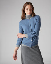 Load image into Gallery viewer, N.Peal Women&#39;s Round Neck Cashmere Cardigan Alpine Blue
