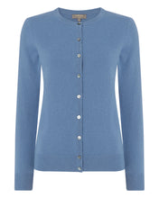 Load image into Gallery viewer, N.Peal Women&#39;s Round Neck Cashmere Cardigan Alpine Blue
