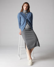 Load image into Gallery viewer, N.Peal Women&#39;s Round Neck Cashmere Cardigan Alpine Blue
