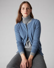 Load image into Gallery viewer, N.Peal Women&#39;s Round Neck Cashmere Cardigan Alpine Blue
