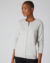 Load image into Gallery viewer, N.Peal Women&#39;s Round Neck Cashmere Cardigan Fumo Grey
