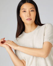 Load image into Gallery viewer, N.Peal Women&#39;s Round Neck Cashmere T Shirt Ecru White
