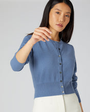 Load image into Gallery viewer, N.Peal Women&#39;s Long Sleeve Cropped Cashmere Cardigan Alpine Blue
