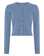 Load image into Gallery viewer, N.Peal Women&#39;s Long Sleeve Cropped Cashmere Cardigan Alpine Blue
