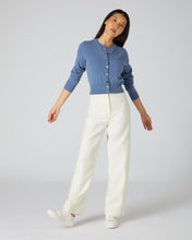Load image into Gallery viewer, N.Peal Women&#39;s Long Sleeve Cropped Cashmere Cardigan Alpine Blue
