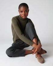 Load image into Gallery viewer, N.Peal Women&#39;s Polo Neck Cashmere Jumper Dark Olive Green
