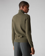 Load image into Gallery viewer, N.Peal Women&#39;s Polo Neck Cashmere Jumper Dark Olive Green
