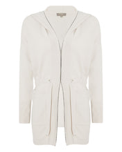 Load image into Gallery viewer, N.Peal Women&#39;s Metal Trim Hooded Cashmere Cardigan Snow Grey
