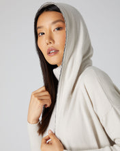 Load image into Gallery viewer, N.Peal Women&#39;s Metal Trim Hooded Cashmere Cardigan Snow Grey
