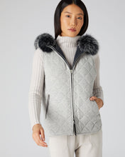 Load image into Gallery viewer, N.Peal Women&#39;s Hooded Reversible Gilet Fumo Grey
