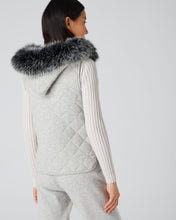 Load image into Gallery viewer, N.Peal Women&#39;s Hooded Reversible Gilet Fumo Grey
