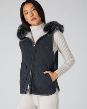 Load image into Gallery viewer, N.Peal Women&#39;s Hooded Reversible Gilet Fumo Grey
