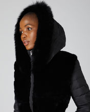 Load image into Gallery viewer, N.Peal Women&#39;s Fur Panel Hooded Down Coat Black
