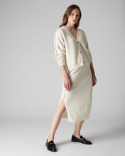 Load image into Gallery viewer, N.Peal Women&#39;s Metal Trim Rib Cashmere Cardigan New Ivory White
