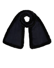 Load image into Gallery viewer, N.Peal Women&#39;s Cashmere Scarf With Fur Trim Navy Blue
