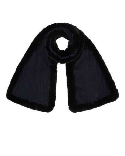 N.Peal Women's Cashmere Scarf With Fur Trim Navy Blue