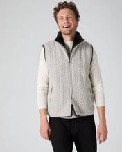 Load image into Gallery viewer, Men&#39;s Cable Fur Lined Gilet Fumo Grey + Dark Grey
