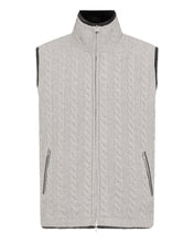 Load image into Gallery viewer, Men&#39;s Cable Fur Lined Gilet Fumo Grey + Dark Grey
