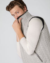 Load image into Gallery viewer, Men&#39;s Cable Fur Lined Gilet Fumo Grey + Dark Grey
