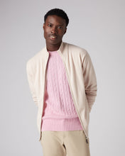 Load image into Gallery viewer, N.Peal Men&#39;s The Thames Cable Cashmere Jumper Flamingo Pink
