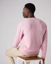 Load image into Gallery viewer, N.Peal Men&#39;s The Thames Cable Cashmere Jumper Flamingo Pink
