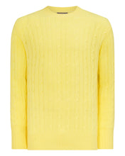 Load image into Gallery viewer, N.Peal Men&#39;s The Thames Cable Cashmere Jumper Sunshine Yellow
