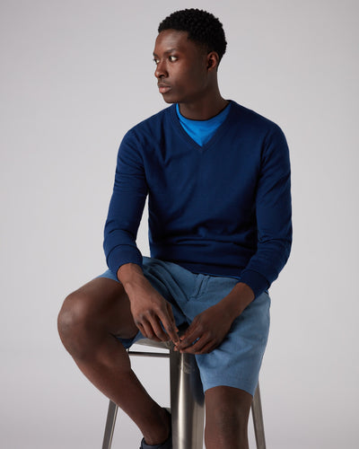 N.Peal Men's The Conduit Fine Gauge Cashmere Jumper French Blue