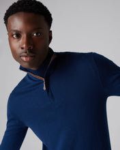 Load image into Gallery viewer, N.Peal Men&#39;s The Regent Fine Gauge Cashmere Half Zip Jumper French Blue
