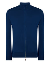 Load image into Gallery viewer, N.Peal Men&#39;s The Hyde Fine Gauge Cashmere Zip Jumper French Blue
