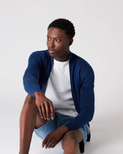 Load image into Gallery viewer, N.Peal Men&#39;s The Hyde Fine Gauge Cashmere Zip Jumper French Blue
