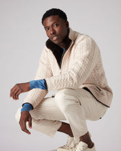 Load image into Gallery viewer, N.Peal Men&#39;s Fur Lined Cable Cardigan Almond White
