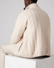 Load image into Gallery viewer, N.Peal Men&#39;s Fur Lined Cable Cardigan Almond White
