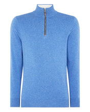 Load image into Gallery viewer, N.Peal Men&#39;s The Carnaby Half Zip Cashmere Jumper Cruise Blue
