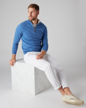 Load image into Gallery viewer, N.Peal Men&#39;s The Carnaby Half Zip Cashmere Jumper Cruise Blue
