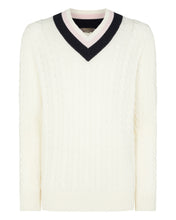 Load image into Gallery viewer, N.Peal Men&#39;s Cable Cricket Cashmere Jumper New Ivory White

