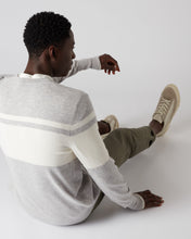 Load image into Gallery viewer, N.Peal Men&#39;s Striped Cashmere Sweatshirt Fumo Grey
