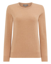 Load image into Gallery viewer, N.Peal Women&#39;s Round Neck Cashmere Jumper Camel Brown
