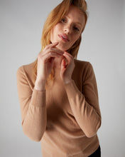Load image into Gallery viewer, N.Peal Women&#39;s Round Neck Cashmere Jumper Camel Brown
