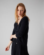 Load image into Gallery viewer, N.Peal Women&#39;s V Necked Cashmere Cardigan Navy Blue
