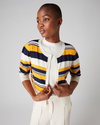 N.Peal Women's Stripe Cardigan Multi