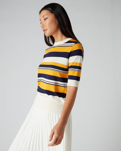 N.Peal Women's Superfine Stripe T Shirt Multi