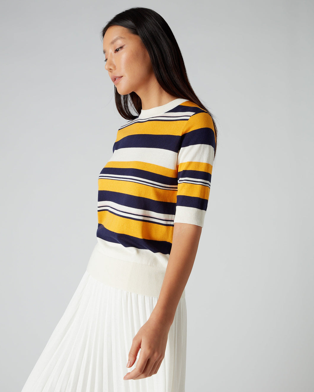N.Peal Women's Superfine Stripe T Shirt Multi