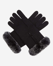 Load image into Gallery viewer, Fur And Cashmere Gloves Black + Black Tipped Fur
