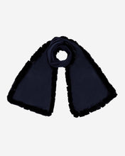 Load image into Gallery viewer, Women&#39;s Cashmere Scarf With Fur Trim Navy Blue
