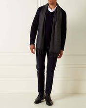 Load image into Gallery viewer, Large Woven Cashmere Scarf Dark Charcoal Grey
