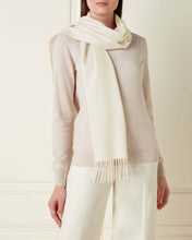 Load image into Gallery viewer, Large Woven Cashmere Scarf New Ivory White
