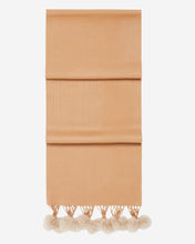 Load image into Gallery viewer, N.Peal Women&#39;s Fur Bobble Woven Cashmere Scarf Camel Brown + Sand Brown
