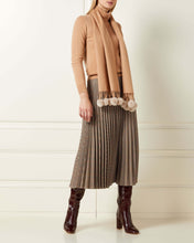 Load image into Gallery viewer, N.Peal Women&#39;s Fur Bobble Woven Cashmere Scarf Camel Brown + Sand Brown
