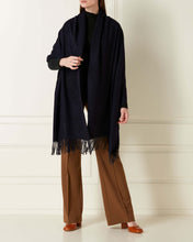 Load image into Gallery viewer, Woven Cashmere Shawl Navy Blue
