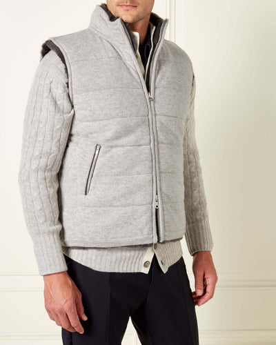 N.Peal Men's Fur Lined Gilet Fumo Grey Dark Grey
